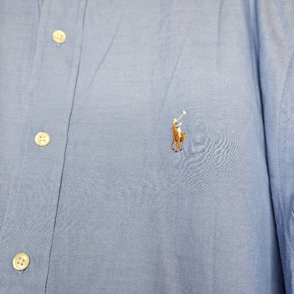 Ralph Lauren Yarmouth 100% Cotton Pinpoint Oxford 16 ½-34 Blue Button Down Shirt - Picture 3 of 4